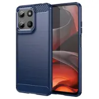 Mtp Products Motorola Moto G15 Borstat TPU Skal - Kolfiber - Blå