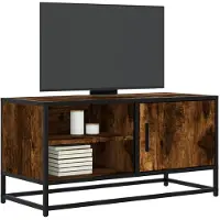 vidaXL Tv-bänk rökfärgad ek 80x34,5x40 cm konstruerat trä och metall