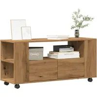 vidaXL Tv-bänk med hjul artisian ek 102x34,5x43 cm konstruerat trä