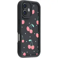 Mtp Products iPhone 16 Plus Snyggt stötsäkert TPU-skal med upphöjda kanter - Svart / Körsbär