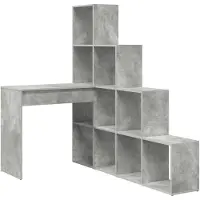 vidaXL Hörnskrivbord med hylla Betonggrå 101,5 x 149,5 x 149,5 cm