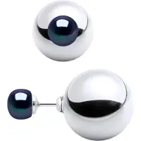Diadema Örhängen DUPLEX Pärlor Sötvatten 6-7mm Svart 925