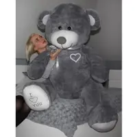 Viking Choice Jättestor plysch - Nalle - 105 x 85 cm - Grå - 4 kg - Unisex grå
