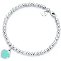 Yiran pet products Original S925 Rent Silver Emalj Hjärtformad Ttiff Armbandsberlock Armband För Kvinnor Och Kärlekshjärta Armband Bröllopssmycken 17cm white