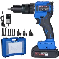 TOMTOP JMS 20V Sladdlös Nitmaskin med 2,0Ah Batteri, 2-i-1 Elektrisk Nitmutter-sats med Minnesläge och blå