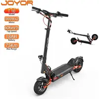 JOYOR Elektrisk skoter Fällbar T10 1000Wx2 Dubbelmotor Elektrisk skoter För vuxen Topphastighet 60 km/h 60V 18AH Räckvidd 75 km Last 120 kg 60V 18AH svart