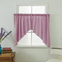 Cozy Up Home Swag gardinkappa för bondgårdskök; Ljusfiltrerande Rustik Kort Swag Topper för Små Fönster Sovrum Insynsskydd Tillagt Kanal för Stång Design 90X90cmX2pcs rosa