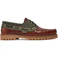 Barbour för män. MFO0795 Läder Nautic Deck Boat brun, grön (45), Hud, Karta, Nyckelband, Casual