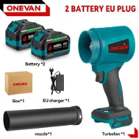 ONEVAN Borstlös Elektrisk Lövblås Turboladdning 3 Växlar Reglering Sladdlös Effektiv Löv Damm Snö Verktyg För 18V Makita Batteri 2 Battery-EU