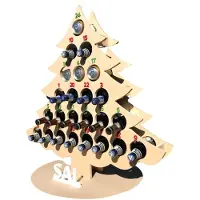 TOMTOP JMS Jul Adventskalender Nedräkning 24 Trä Julgran Mini Alkoholhållare Vinställ Dekoration