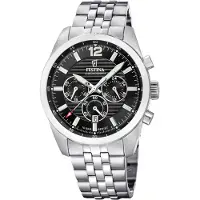Festina Timeless Kronograf Rostfritt Stål Svart Urtavla Kvarts F20742-3 100M Herrklocka svart