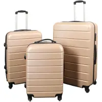 Borg Living Resväskor - Set om 3 - Exklusivt hardcase resväskset - Guldfärgad med ränder