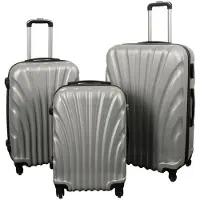 Borg Living Resväskset - 3 st. - Praktiska hardcase billiga resväskor - Mussla grå