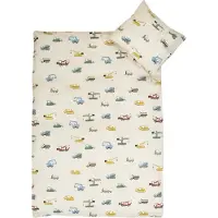 By Mats Arbetsmaskiner sängkläder - 100% bomull - Babysängkläder 70x100 cm - Beige med arbetsmaskiner