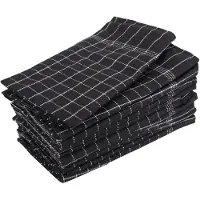 Borg Living 10 st. Kökshanddukar - 50x100 cm svarta kökshanddukar med vita rutor