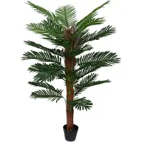 Home-tex Tropisk palm - 140 cm hög - Konstgjord palm med mosspinne i svart kruka