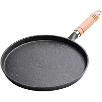 Chic Home Obehandlad Gjutjärnspanna Mångsidig Köksutrustning för Frukost Biff Ägg Pannkakor och Mer med Bekvämt Handtag 20cm svart