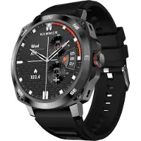 Hammer Fit Pro 1,43 Super AMOLED-skärm Smartklocka Rund urtavla med Bluetooth-samtal, Metallisk konstruktion, Alltid på-skärm, Multisportlägen (Svart) svart