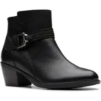Clarks Neva Spänne Svarta Läderstövlar