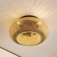 LUCANDE Cordie takfläkt med lampa Ø 53 cm tyst DC - , Cordie, dimbara, Trä, Vardagsrum, Bambu, Lantlig / rustik