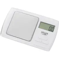Adler AD 3161, Elektronisk personvåg, 0,5 kg, 0,1 g, Vit, Rektangel, 3 V