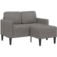 vidaXL 2-sitssoffa med schäslong L-formad ljusgrå 125 cm linne