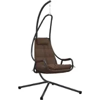 vidaXL Hängande äggfåtölj med stativ Brun - Stål & polyester, hopfällbar, 94 x 107 x 196,5 cm