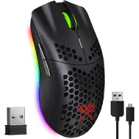 Dunmoon Trådlös RGB Gamingmus, 6 Knappar, 2400 DPI, Svart