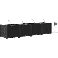 vidaXL Trädgårdsplanterare 4 pcs Svart Plast