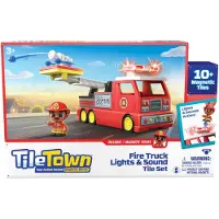Tile Town Brandbil, Magnetiskt Bygg Lekset med Ljus och Ljud, 11 delar