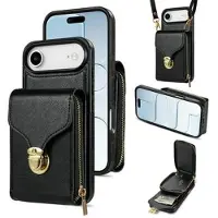 Mtp Products iPhone Air Allt-i-ett-skal med plånbok och rem - Svart