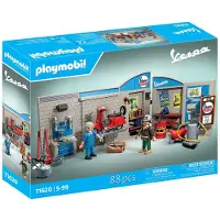 Playmobil 71620 Garage Vespa 60s - Inkluderar tv tecken Vespa 2-delad garagevgg Mobil hissplattform och tillbehr - frn 5 r