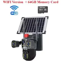 LS VISION V380Pro 12MP Multi-Lens 3 Skärm CCTV-kamera Solcellsdriven 4G WIFI Trådlös Solpaneldriven Övervaknings-PTZ-kamera Vattentät Utomhus WiFi Add 64G