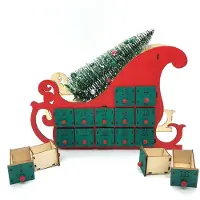 Cosy Homes Julsläde Träd Adventskalender i Trä Nedräkning 24 Lådor med LED-ljus Julpartydekor