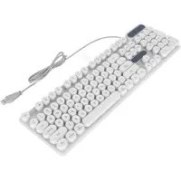 Igeteck Speltangentbord USB Rund 104 Tangenter Andningsbakgrundsbelysning Ergonomisk Vattentät Trådbunden Tangentbord för