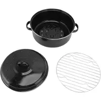 GoolRC Ugnsform Svart Fläckig Finish Hushåll Non-Stick BBQ Gryta Stekpanna med Lock för Rostad Söt 26cm 8cm