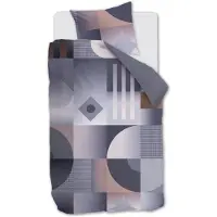 Beddinghouse Mönstrat ekologiskt sängkläder 140x220 cm - Vändbart påslakanset i 100% ekologisk bomullssatin - Robbinson Grey - sänglinne