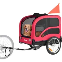 Vevor Hundcykelkärra, Stöder upp till 45 kg, Cykelhållare för små och stora hundar, Lättfällbar ram med snabbkopplingshjul, Universal cykelkoppling, Reflex, Flagga, Invändigt koppel