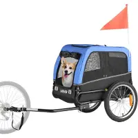 Vevor Hundcykelkärra, Stöder upp till 30 kg, Cykelhållare för små och medelstora hundar, Lättfällbar ram med snabbkopplingshjul, Universal cykelkoppling, Reflex, Flagga, Invändigt koppel