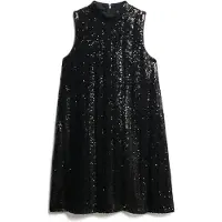 Superdry för kvinnor. W8012035A Svart paljettklänning (XS), Casual, Parti, Klassisk, Polyester, Ärmlös / Hängselbyxor