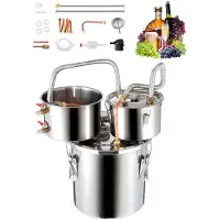 Vevor Alkoholdestillator, 3 gallon / 11,4 l vattenalkoholdestilleri i rostfritt stål med kopparspiral för snabb kylning, dubbelkondensordestillerisats med sekundär destillation, för vin, whisky, brand