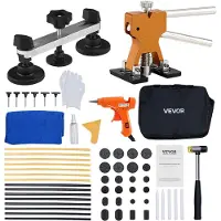 Vevor Bucklor Kit, 60 st. lackfri bucklorborttagningskit med gyllene lyftare, bryggavdragare, gummihammare, limpistol, verktyg för reparation av hagelskador på bilkarosser för reparation av bucklor i