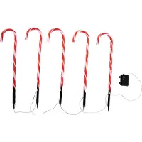 Luca Lighting Set med 5 julgransbelysning röd med vit polkagris inkl. LED med timer IP44 - Melchior