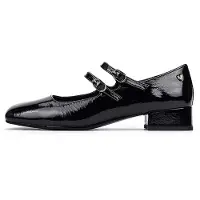 Martinelli för kvinnor. S021-B510HY Svarta Serpenti läderballerinor (41), Hud, 3 till 5 cm, Spänne, Casual, Klassisk