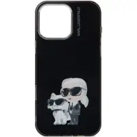 Karl Lagerfeld IML Aquarelle Karl & Choupette & Logo-fodral för iPhone 16 Pro Max – Svart