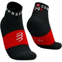 Compressport - Trail running kläder - Ultra Trail Low Socks Black/Red för Unisex - Storlek 39-41 - Svart
