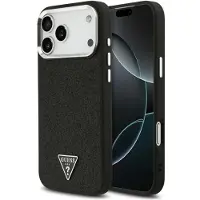 GUESS Glitter Triangle Logo MagSafe-fodral för iPhone 17 Pro Max – Svart