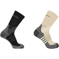 Salomon - Vandringskläder - Socks X Ultra Access Crew 2-Pack Bleached Sand Black för UnisexUll - Storlek 39-41 - Beige