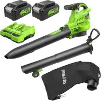 Greenworks Batteridriven lövblås/sug BL48L421-01; 2x24 V; 2x4,0 Ah batt.