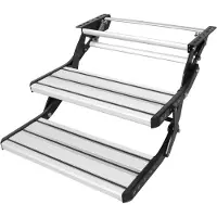 Vevor Husbilstrappa, 2-stegs, manuellt infällbar husbilstrappa, hopfällbar, 440 lbs lastkapacitet, aluminiumlegeringstrappa, förtjockad stålplåt, halkfria steg för säker i- och urstigning, husbil, slä